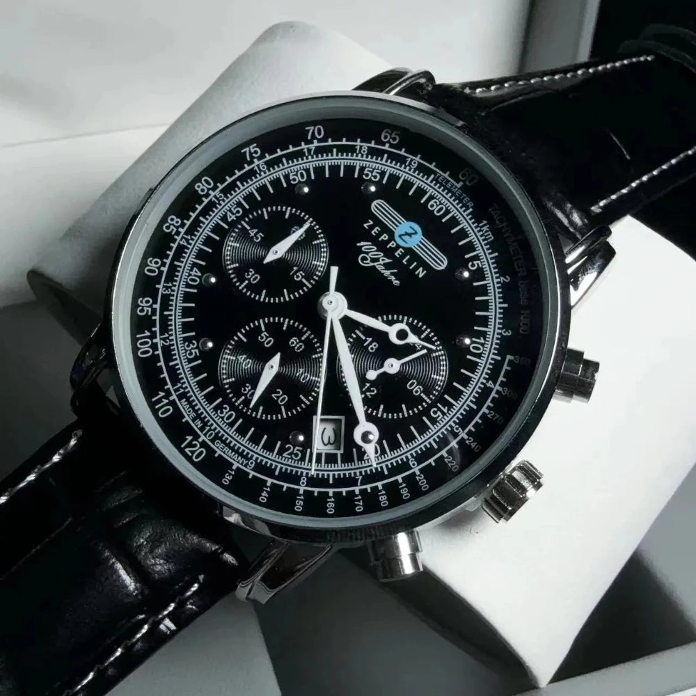 Leather Classic Business Quartz Watch — Black | KIMLUD