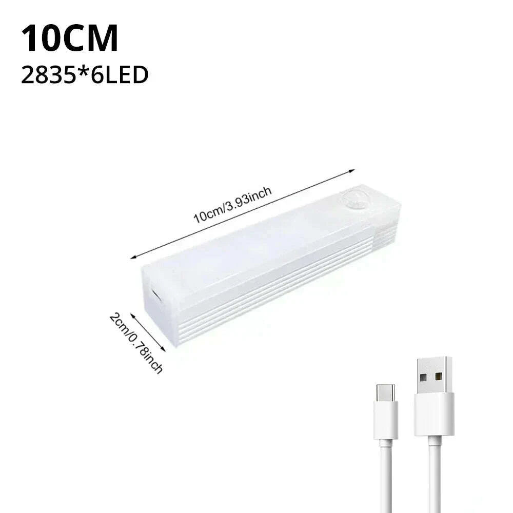 KIMLUD, Motion Sensor Night Lights Wireless LED Lamp USB Rechargeable Magnetic For Wardrobe Room Closet Kitchen Aisle Tube Detector Bulb, KIMLUD Womens Clothes