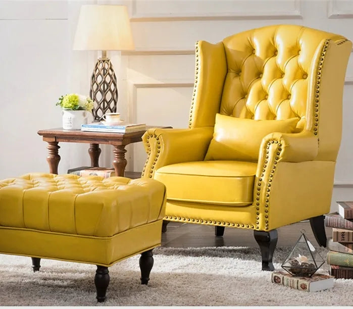 Leather Chesterfield Armchair With Nailhead — Black | KIMLUD