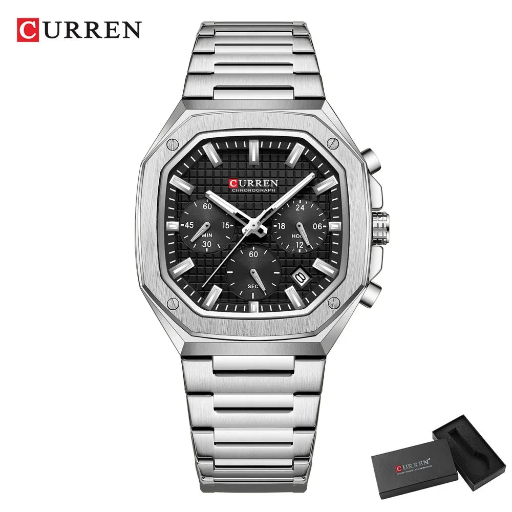 CURREN Men Watch Top Brand Luxury Sports Quartz Mens Watches Full Steel Waterproof Chronograph Wristwatch Men Relogio Masculino