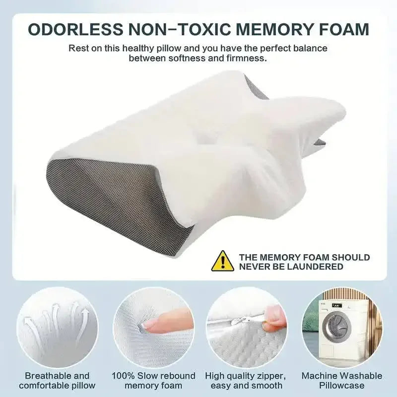 1pc Memory Foam Cervical Pillow, 2 in 1 Ergonomic Contour Orthopedic Pillow for Neck Pain, Contoured Support Pillows,Neck Pillow