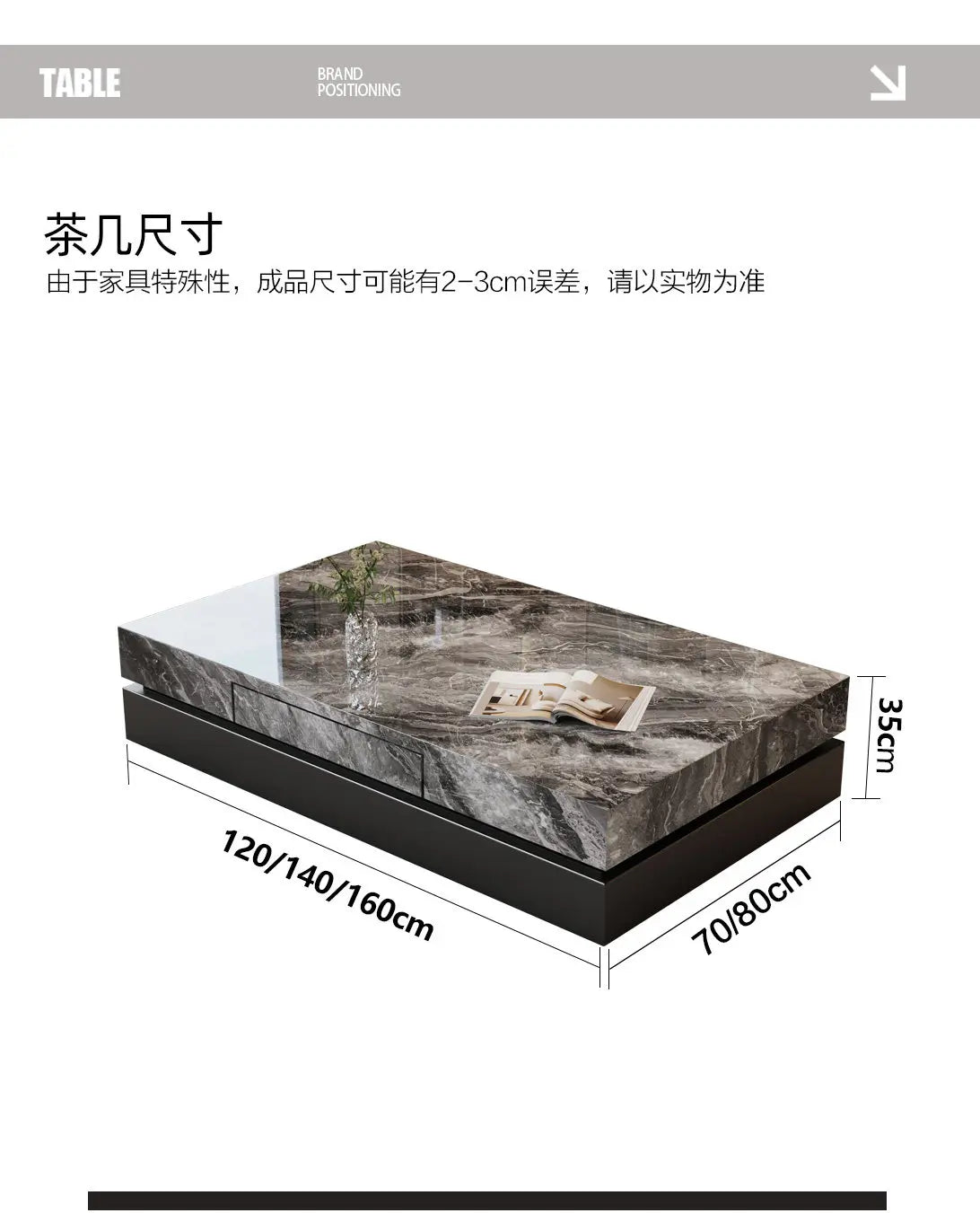 Italian Minimalist Coffee Table Rock Slab Countertop — Charcoal Gray | KIMLUD