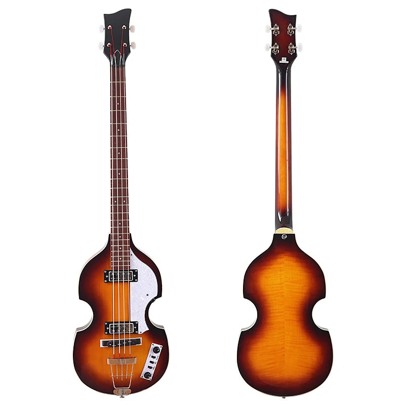 Flame Maple Violin Bass Guitar 41-Inch — Sunburst | KIMLUD
