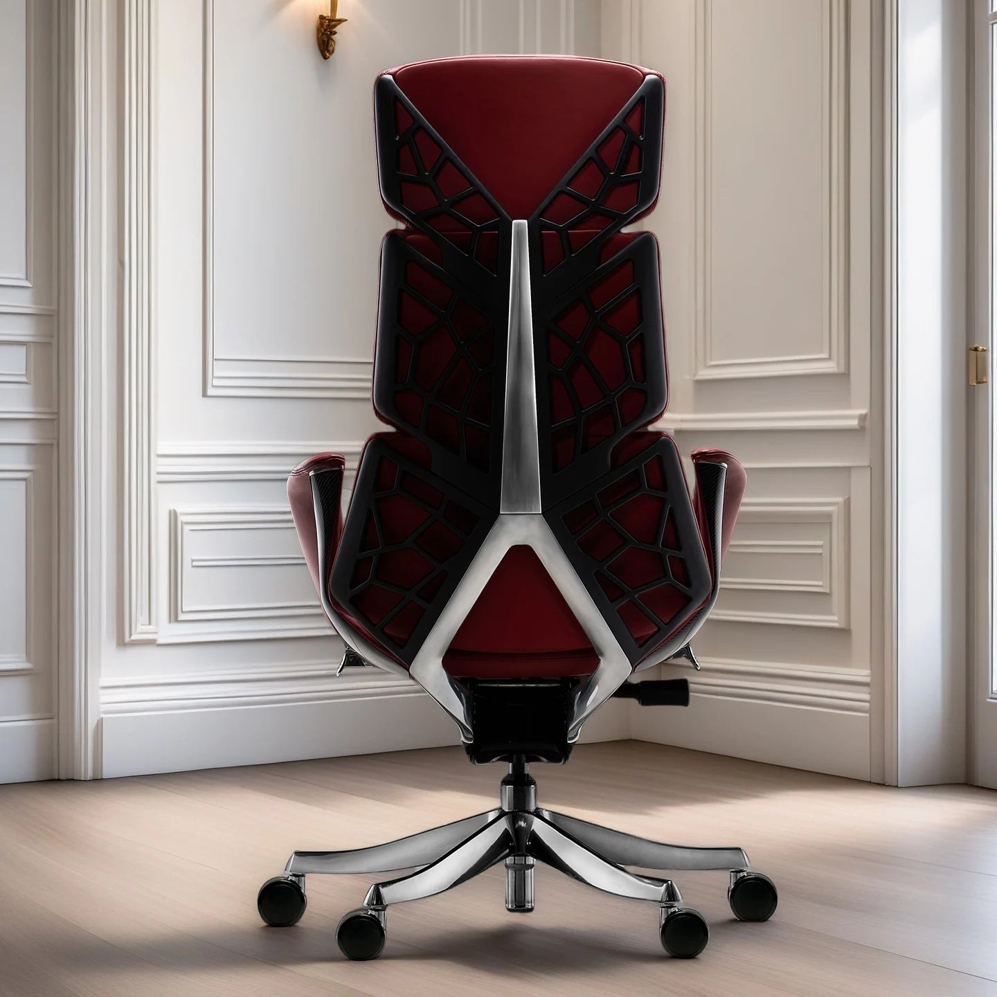 Leather Executive Swivel Office Chair — Red | KIMLUD