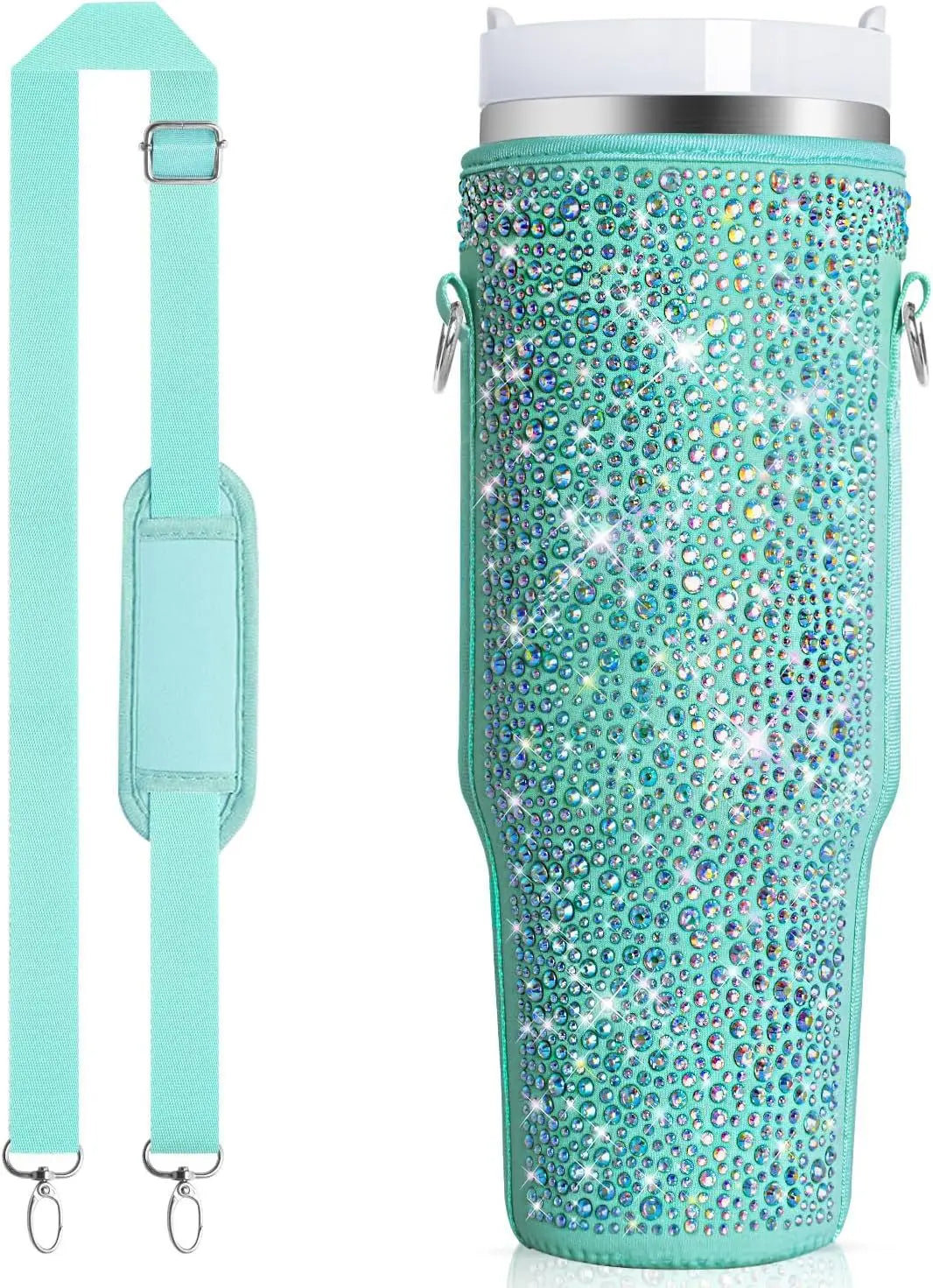 Water Bottle Carrier Bag Compatible with Stanley 40oz Tumbler with Handle Water Bottle Holder with Adjustable Shoulder Strap