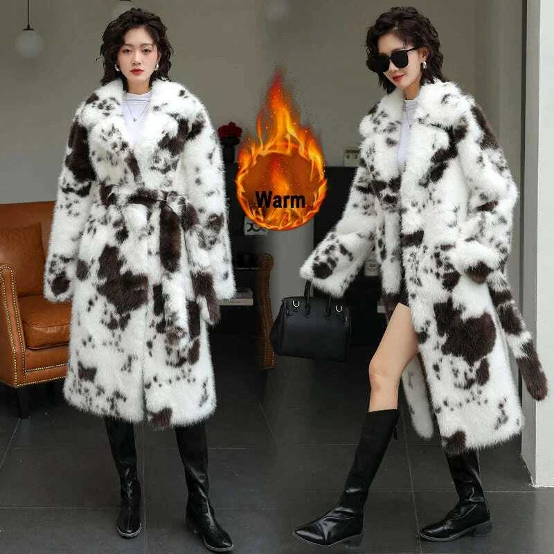 KIMLUD, ZAROY Luxury Fluffy Faux Mink Fur Long Women's Coat Fashion Gradient Fur Winter Thick Warm Outerwear Brand Design Overcoat шу, KIMLUD Womens Clothes