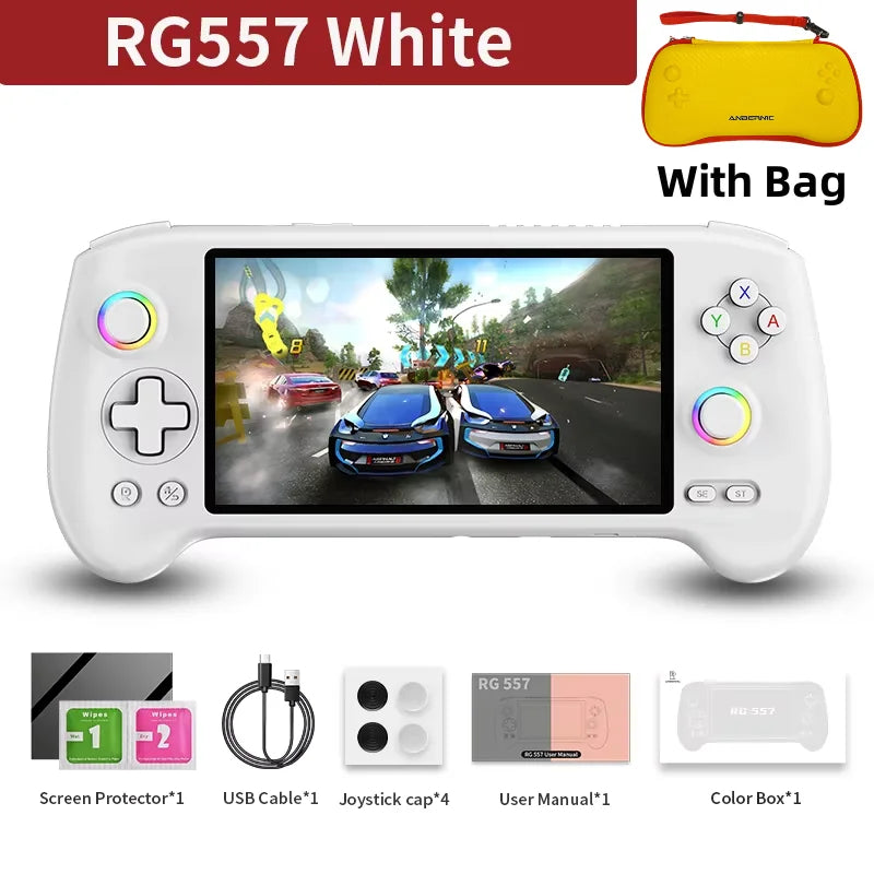 ANBERNIC RG557 Retro Handheld Game Console 5.48''AMOLED Screen Android 14 Video Game Consoles Dimensity 8300 512G PSP PS2 Gift