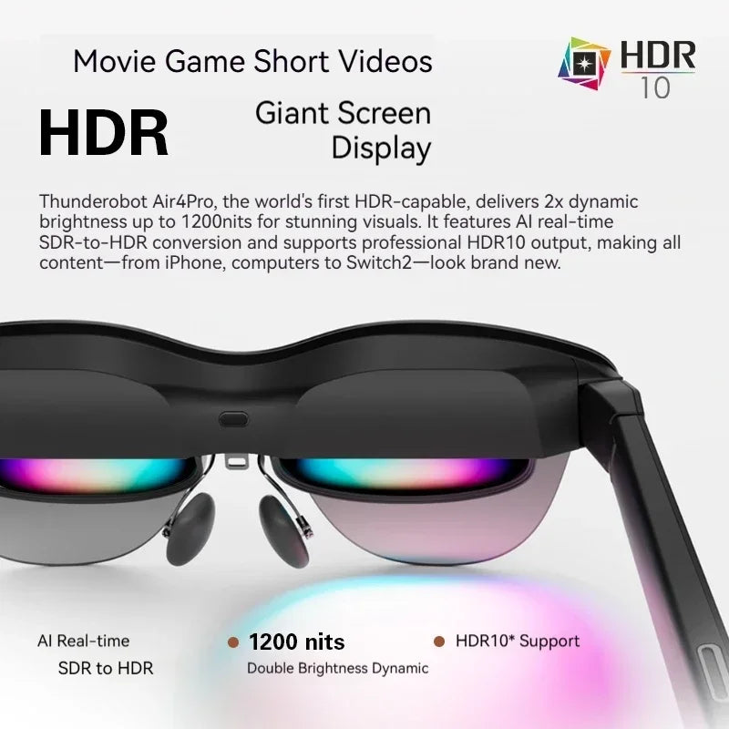 RayNeo Air 4 Pro Smart AR Glasses,Supports HDR10, 3840Hz, 4 Speakers, 1200 Nits,Micro-OLED Dual-layer Screen, Clearer Oculos