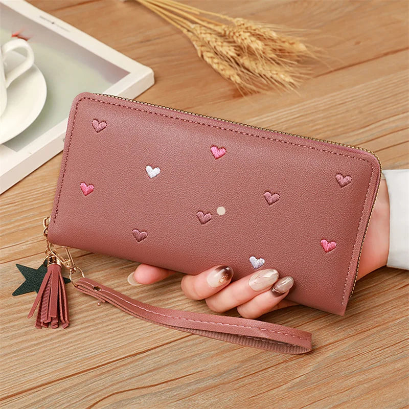 Women Long Wallets Purses Luxury Love Heart Wallets for Ladies Girl Money Pocket Card Holder Female Wallets Phone Clutch Bag