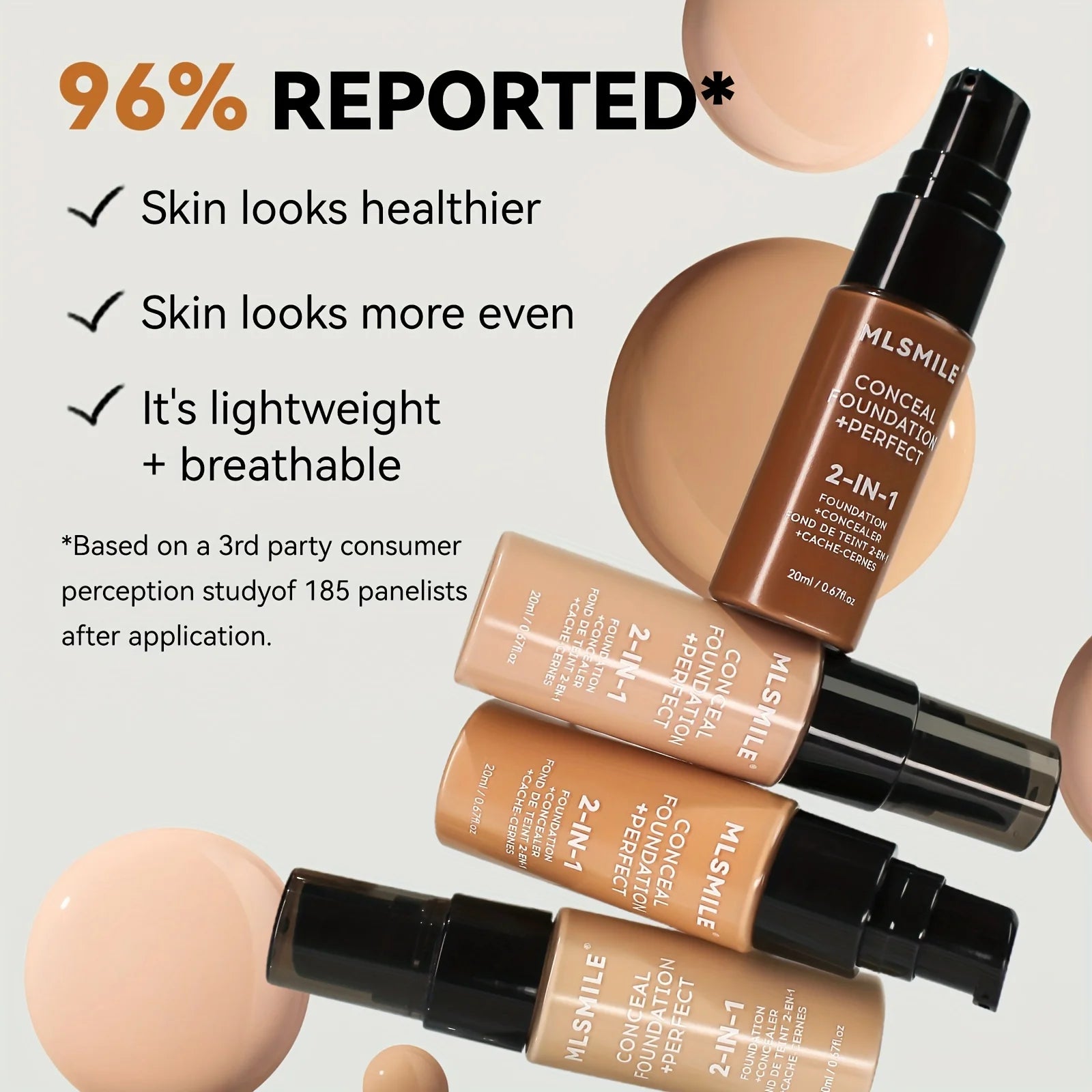 2-In-1 Oil Control Liquid Foundation And Conceal, Full Coverage Long Lasting Waterproof, Hydrating And Brightening Concealer