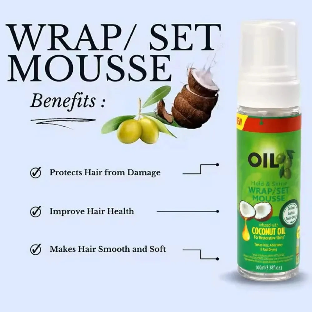 Curly Hair Mousse(100ml) For Wigs Strong Hold Olive Oil Hair Styling Mousse Anti-Frizz Hair Foam Mousse For Styling Hair Women