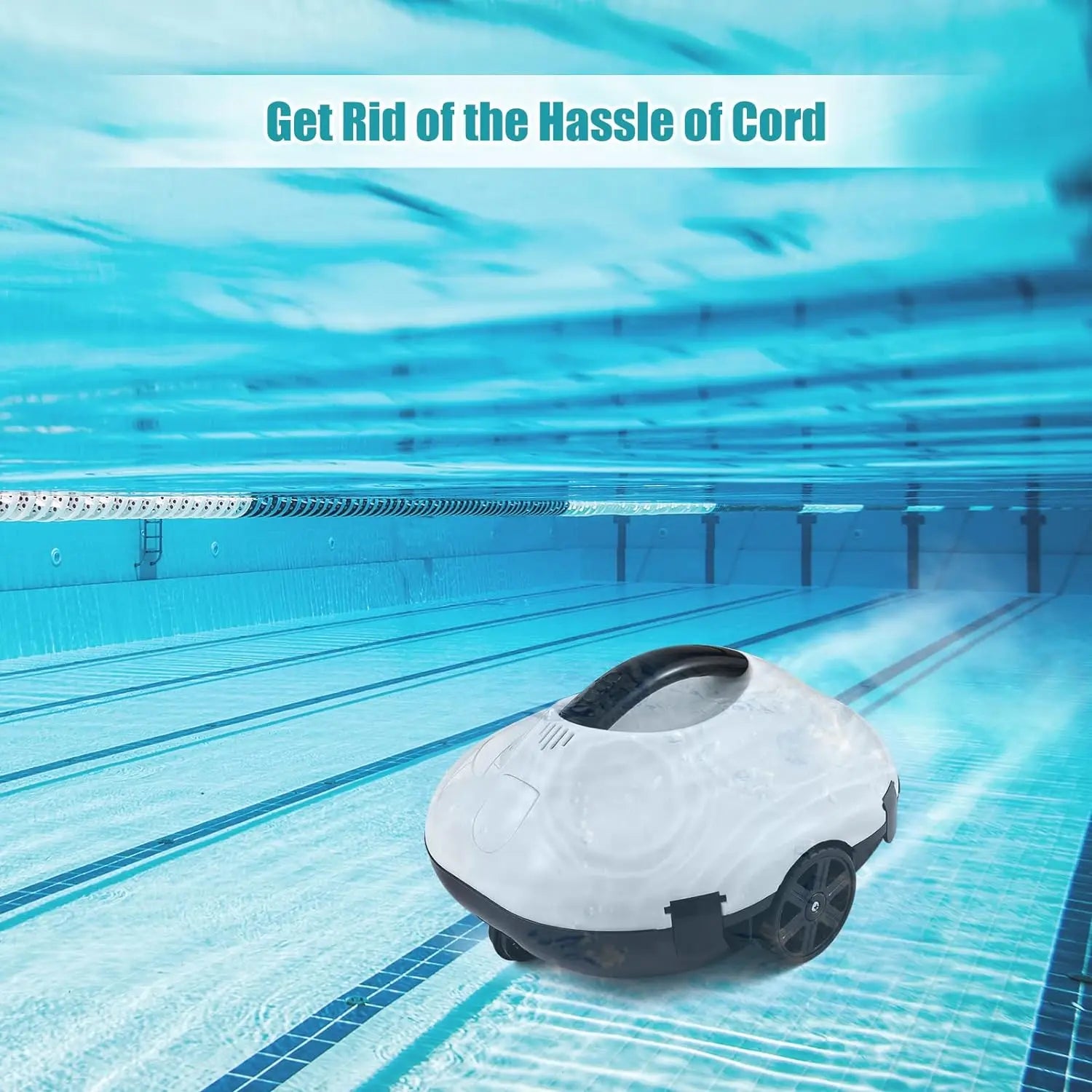 Robotic Pool Vacuum, Cordless Pool Cleaner with 120 Mins Runtime, Auto-Parking, 2.5h Fast Charging, Ideal for Above Ground Pool
