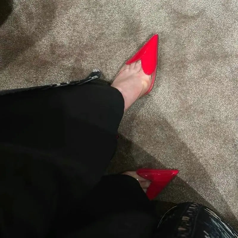 Transparent PVC Pointed Stiletto Pumps — Clear | KIMLUD