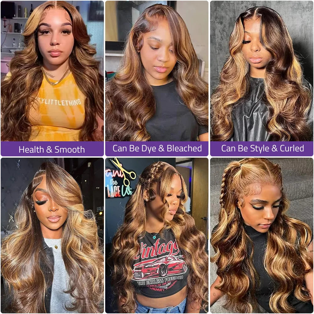 Human Hair Body Wave Lace Front Wig 30 Inch HD Frontal — Honey Blonde | KIMLUD