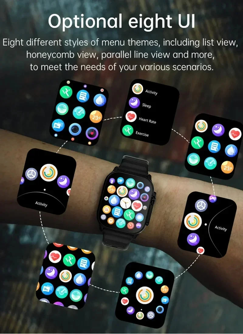 LAXASFIT New T800 U2 Smart Watch Men's Women's Sports Tracking Bluetooth Talk BT Music Game Wireless Charging Smart Watch