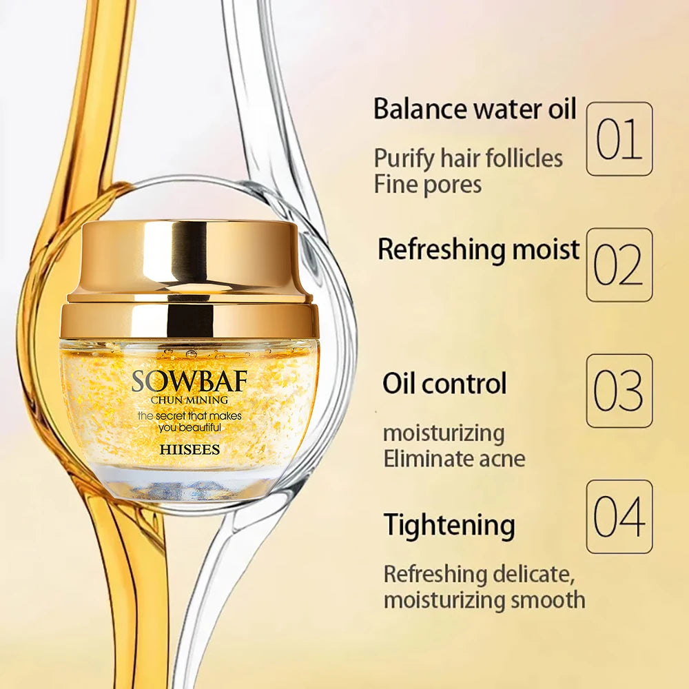 24K Golden Snail Collagen Cream Moisturizing and Skincare Essential Oil Control Facial Beauty Product Formulated for Women