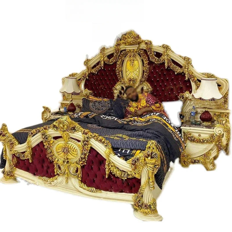 European Double Queen Bed Headboards Vintage Square Romantic Simple Trendy Unusual Bed Light Luxury Beliche Lounge Furniture