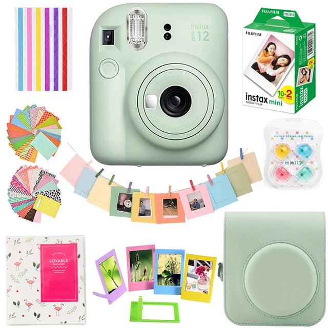 Genuine Fujifilm Instax Mini 12 Instant Camera With 20 Sheets Mini Film Paper Camera Shoulder Strap Bag Accessories Gift Suit