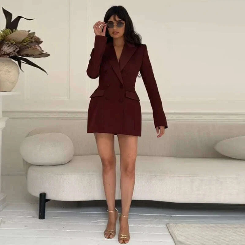 KIMLUD, Elegant Paillettes Blazer Coat Women Lapel Doube-breasted Fake Pocket Slim Jackets Lady 2025 Autumn Winter Streewear Female New, KIMLUD Womens Clothes