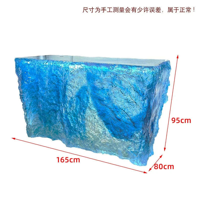 KIMLUD, Premium Light Luxury Transparent Resin Hotel Front Desk Restaurant Villa Kitchen Partition Luminous Crystal Glacier Island Table, KIMLUD Womens Clothes