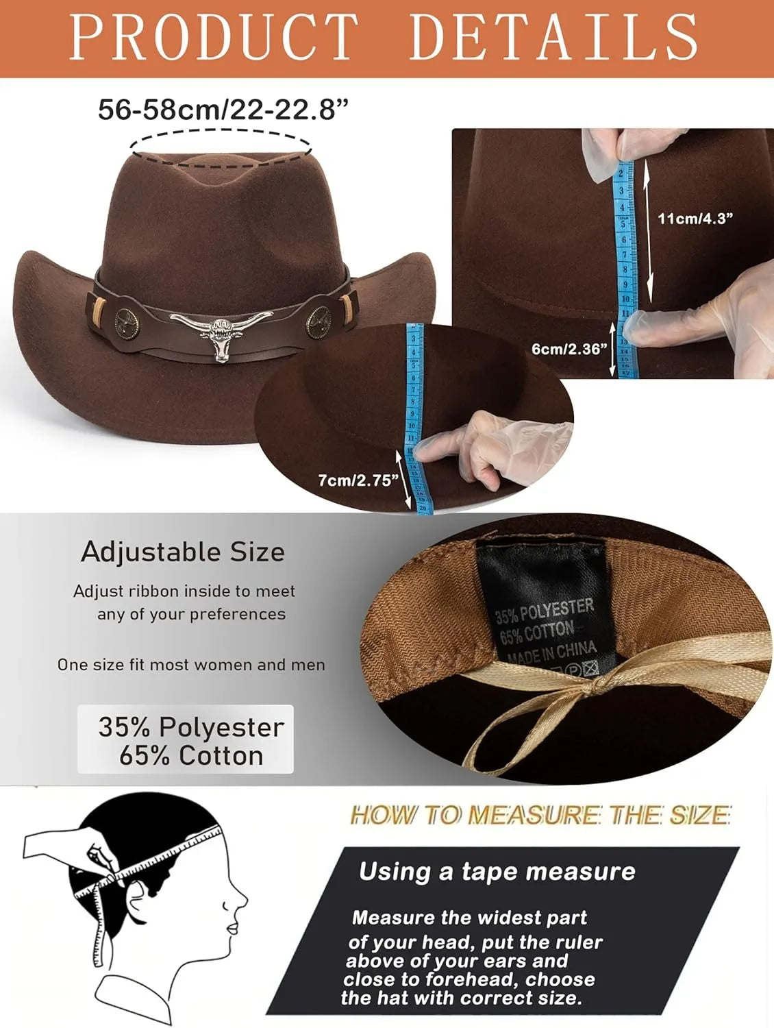 Felt Cowboy Hat Rolled-Up Buckle-Belt Turquoise-Band Bling-Star — Chocolate Brown | KIMLUD