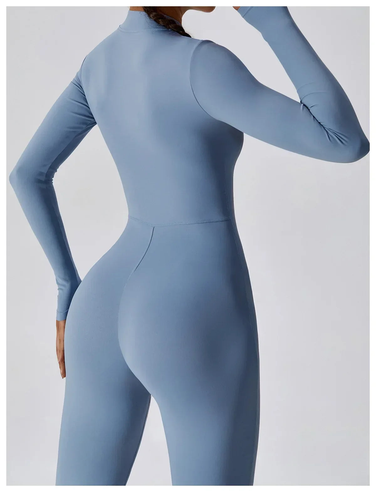 Yoga Jumpsuit – Seamless Zipper – Polyester Long Sleeve | KIMLUD