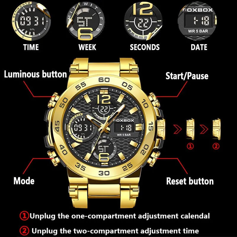 Stainless Steel Chronograph Diver Watch — Gold | KIMLUD