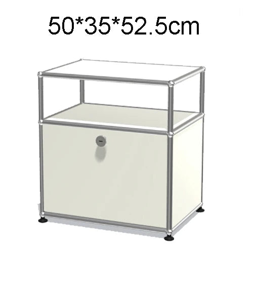 Stainless Steel Nightstand Modular Storage — Red | KIMLUD