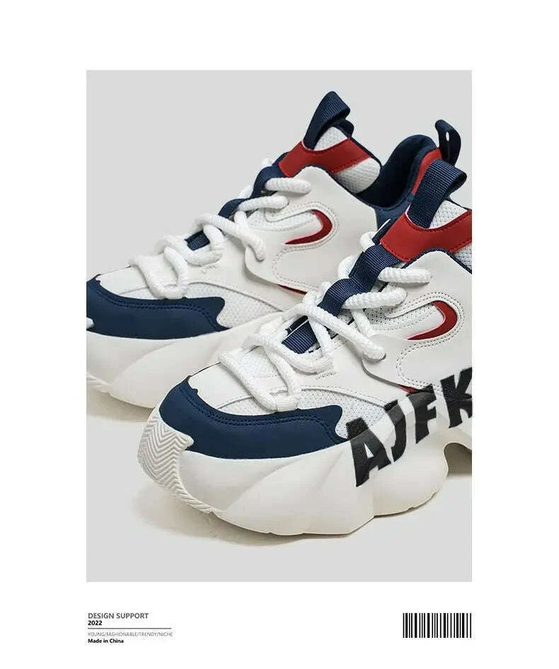 KIMLUD, Ins Color-blocking Trendy Men's Shoes 2025 Yellow Dad Shoes Chunky Sneakers Man Thick-soled Height-enhancing Casual Sports Shoes, KIMLUD Womens Clothes