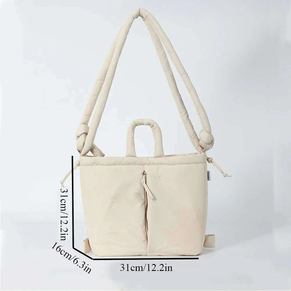 KIMLUD, Puffer Backpack For Women Handbag With Top Handle Shoulder Bag Soft Lightweight Drawstring Puffy Tote Carry On Bag, KIMLUD Womens Clothes