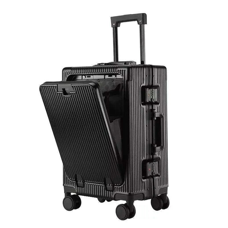 suitcase-front-opening-pocket-aluminum-alloy-frame-rolling-luggage-with-usb-charging-plug-trolley-carry-on-case-bag-with-wheelkimlud-womens-fashion-34613030