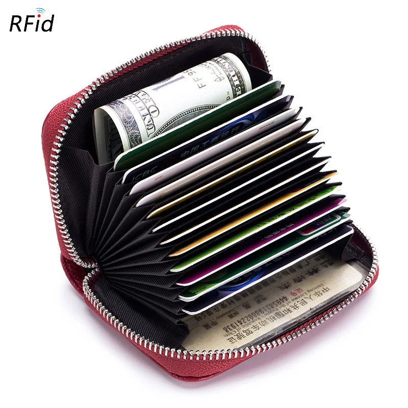 Genuine Leather Bags RFID Wallet 36 Card Holders Phone Case — Black | KIMLUD