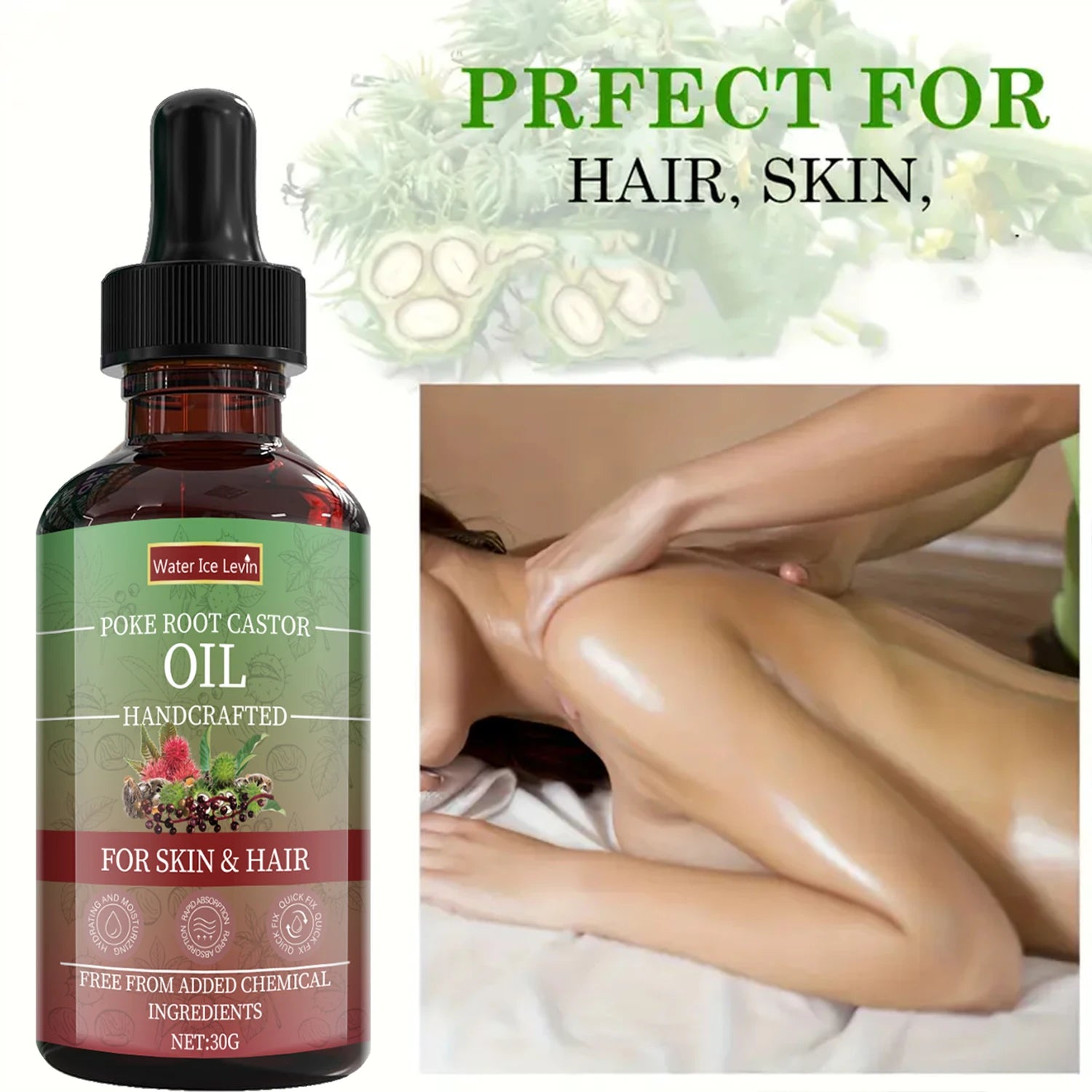 Poke Root Castor Oil Treatment Velvet Moisture For Skin And Hair — Emerald | KIMLUD