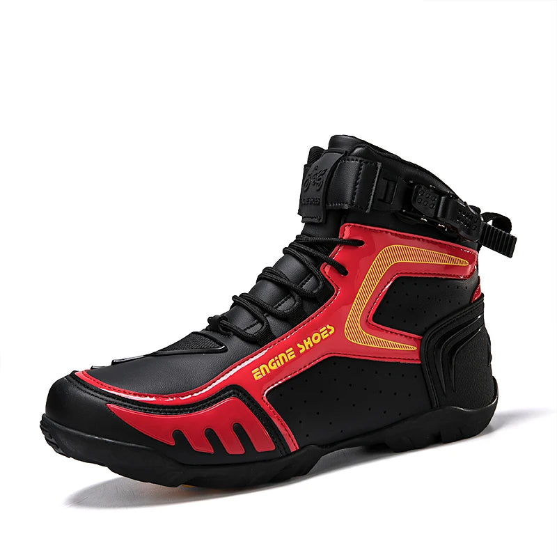 Motorcycle Riding Shoe High Top Buckle — Neon Yellow | KIMLUD