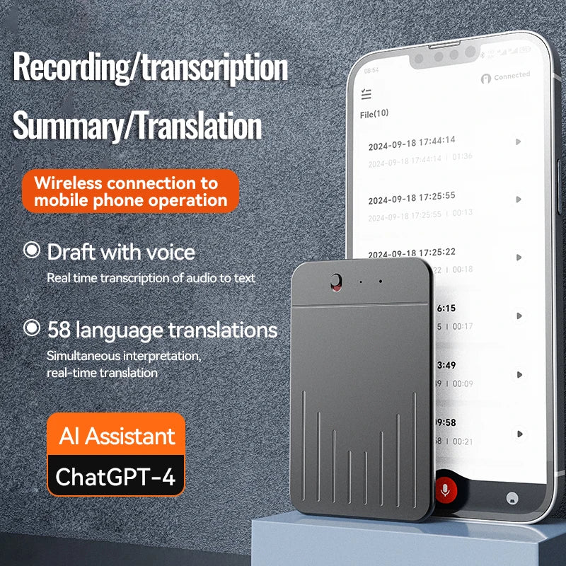 KIMLUD, 8-128GB AI ChatGPT-4 Intelligent Voice Recorder Audio App Phone Call Record Transcribe Summarize Voice to text conversion Device, KIMLUD Womens Clothes