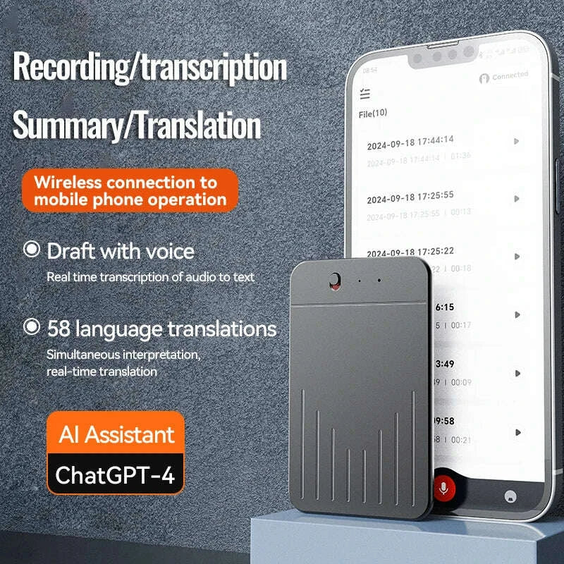 KIMLUD, 8-128GB AI ChatGPT-4 Intelligent Voice Recorder Audio App Phone Call Record Transcribe Summarize Voice to text conversion Device, KIMLUD Womens Clothes