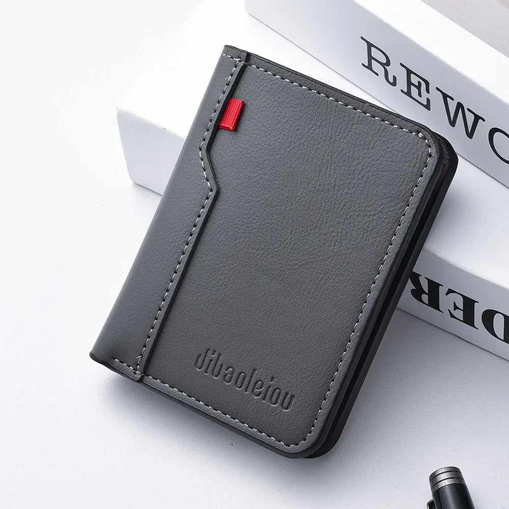 Ultra-thin Mini Soft PU Leather Card Wallet Vertical Slim Holder — Black | KIMLUD