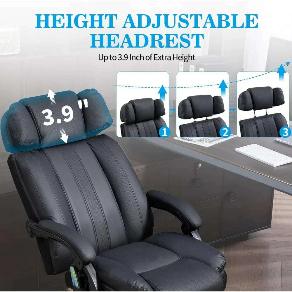 KIMLUD, Massage Office Chair with Heat and 8 Vibration Points Big and Tall Executive Office Chair with Adjustable Headrest, Extra Wide S, KIMLUD Womens Clothes