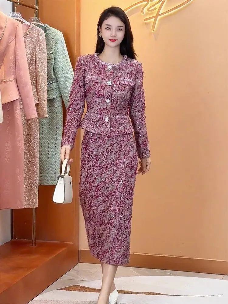 Women's Fashion Suit Set 2025 Autumn Casual Two Piece Outfit Elegant Office Wear High End Trousers Blazer