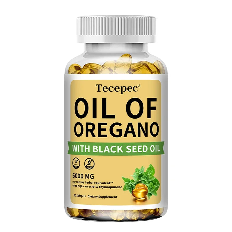 Oregano Oil Capsule With Black Seed Oil 20:1 Extract For Antioxidant Immune Health Support — Amber | KIMLUD