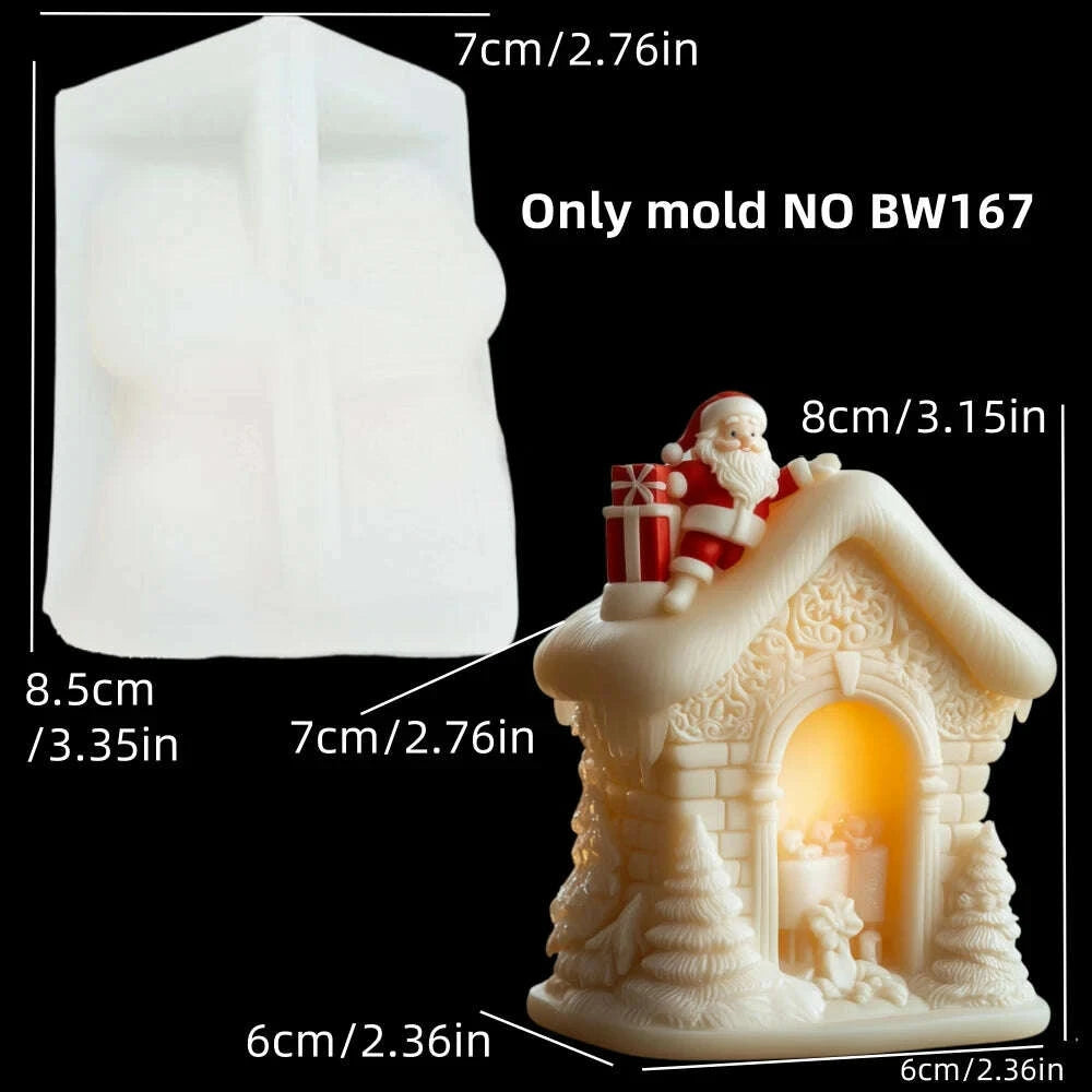 KIMLUD, 2025 Christmas House Fragrance Candle Silicone Mold Santa Claus Santa Claus Knocking On Door Giving Gifts Resin Plaster Molds, KIMLUD Womens Clothes