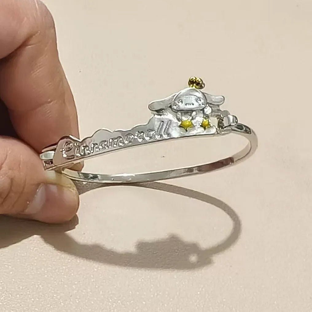 Sanrio Necklace Metal Adjustable Open Ring Bracelet Fashion Silver Golden Color Adjustable Knuckle Joint cartoon Jewelry Gifts