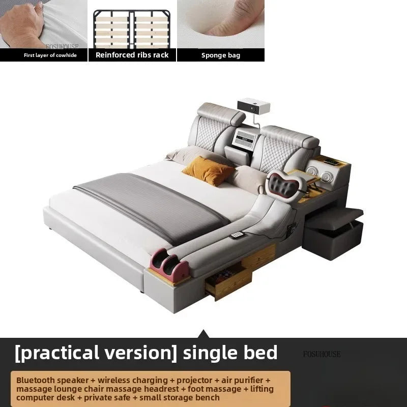Simple Bedroom Beds Smart Massage Tatami Double Bed Modern Wedding Bed with Projector Multifunctional Beds Bedroom Furniture