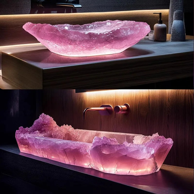 Resin dream crystal stone wash basin custom sales office model room bathroom single basin art table basin