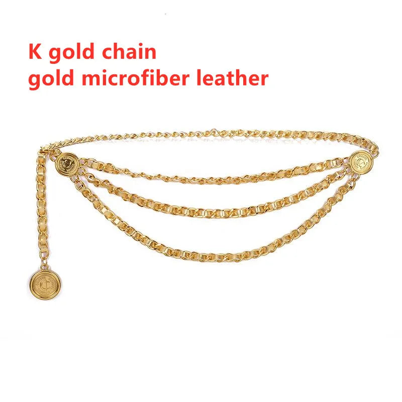 Metal Tassel Chain Waist Belt Retro Pendant Decoration — Gold-Tone | KIMLUD
