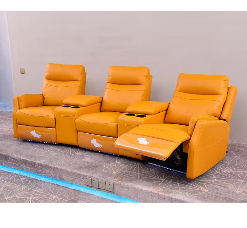 A High Quality Home Theater Recliner Leather Cinema Chair Theatre Seats With Cup Holder and Storage Box
