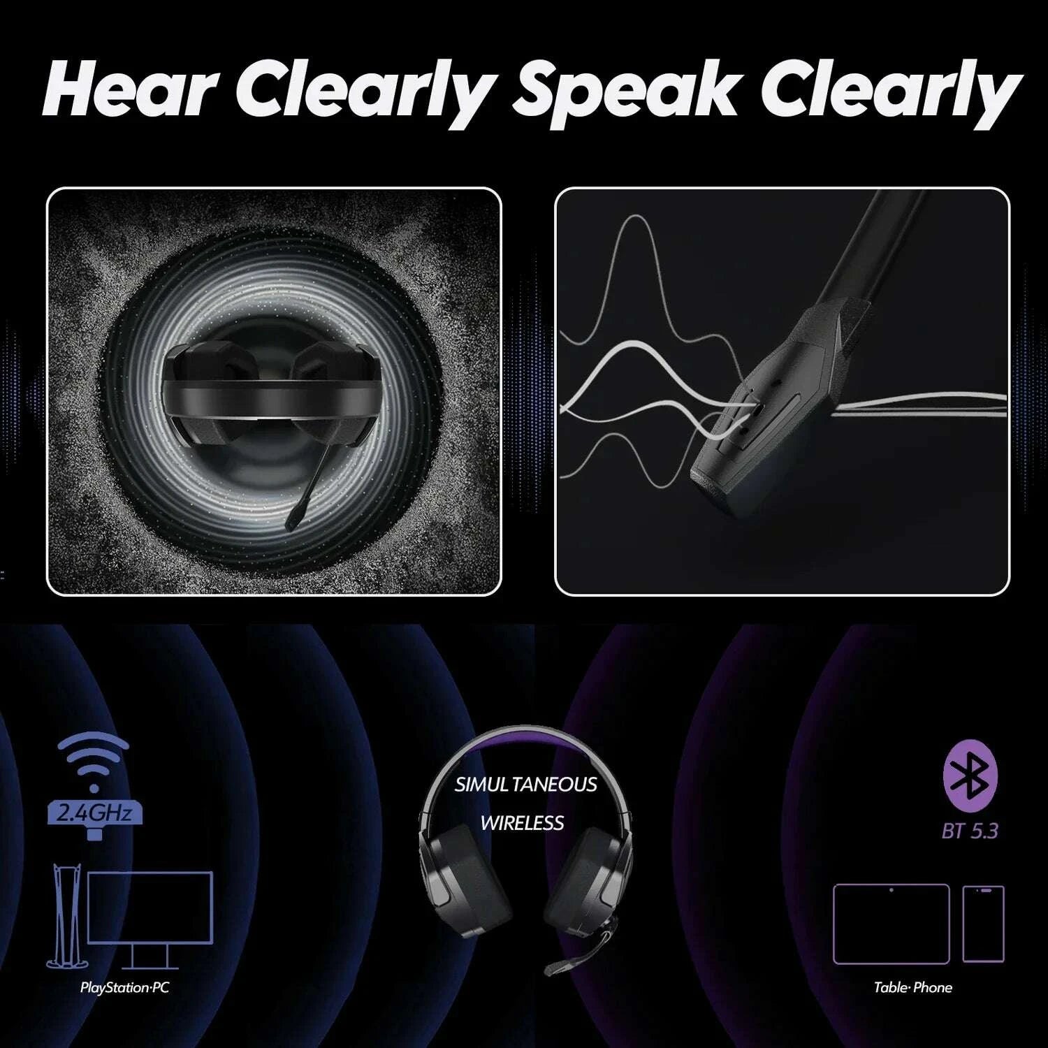 KIMLUD, NUBWO G06 Dual Wireless Headsets Gamer with Microphone for PS5, PS4, PC, Mobile, Switch, 2.4GHz Bluetooth 5.3 Gaming Headphones, KIMLUD Womens Clothes