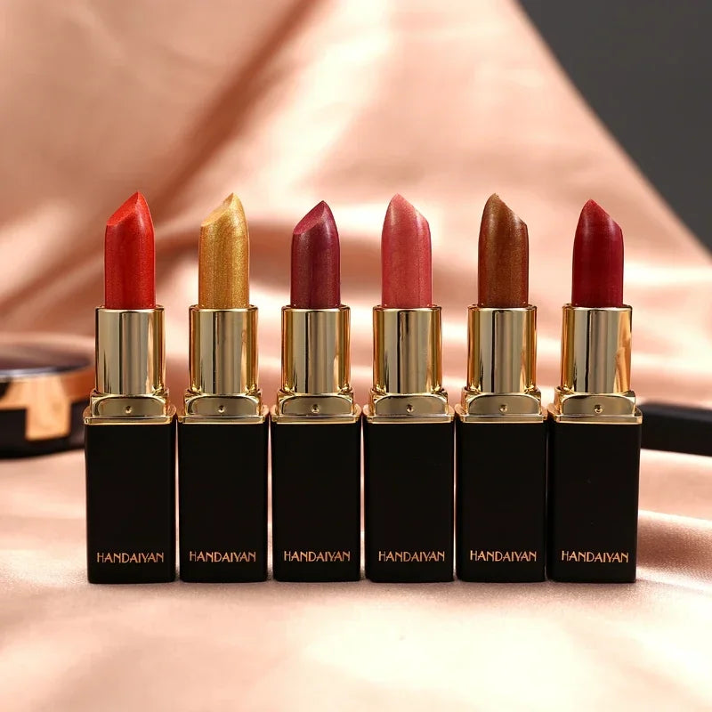 Handaiyan 9 Colors Glitter Matte Velvet Nude Lipstick Shimmer Sexy Red Pigments Makeup Long Lasting Waterproof Profissional