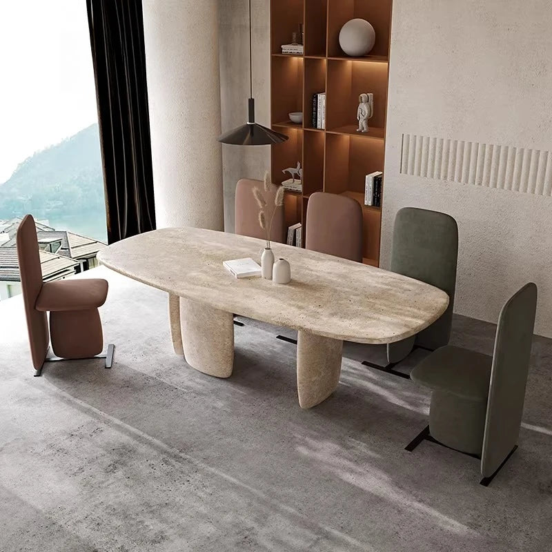 Marble Dining Table Centerpiece Modern Nordic — Beige | KIMLUD