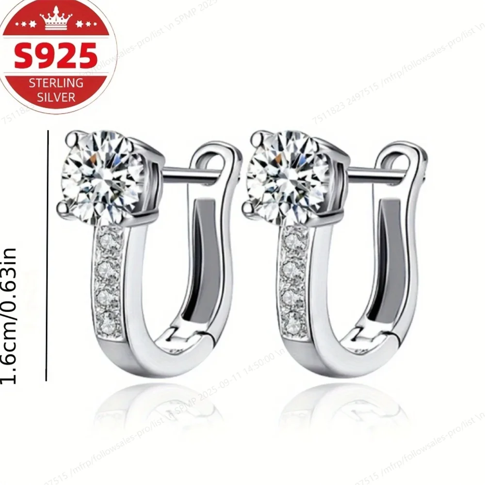 Sterling Silver Clip Earrings Exquisite Zirconia — Clear | KIMLUD